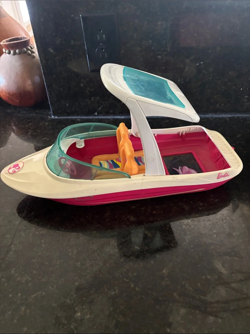 Barbie Pink, White & Teal Convertible Speedboat